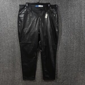 Old Navy High Rise O.G.‎ Straight Black Faux Leather Pants Sz 16 (37 x 27) New